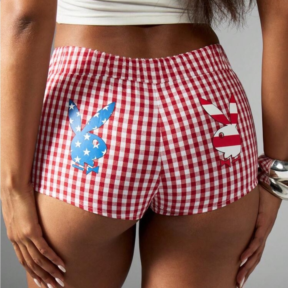 NEVER WORN Red and White High Waist Gingham Shorts